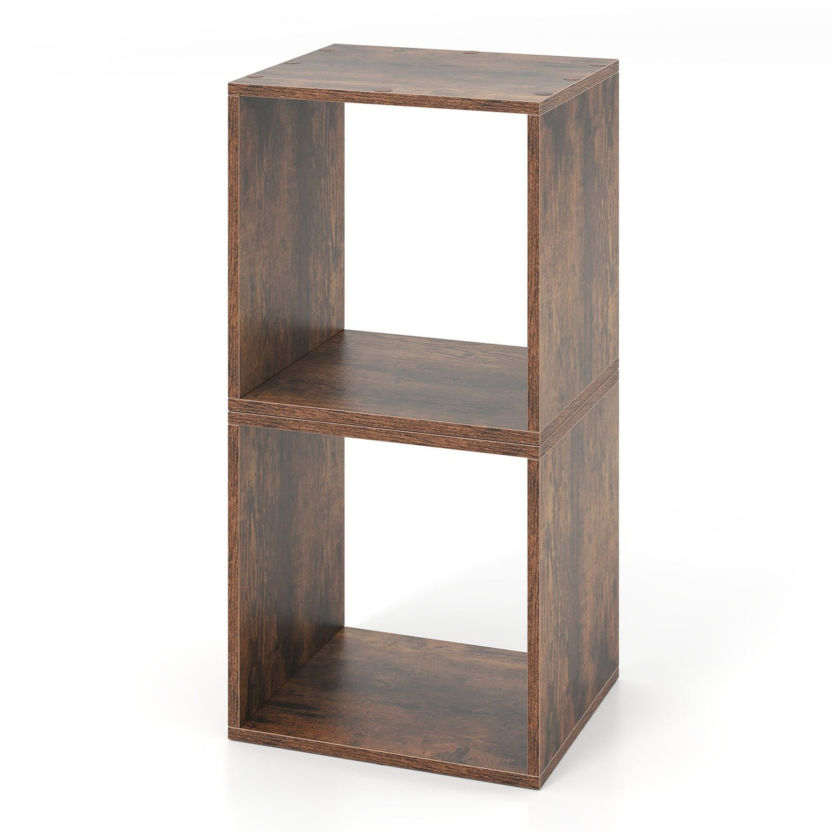 Cube Storage Organizer Set of 2 for Living Room Bedroom Study-Rustic Brown view 3