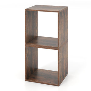 Cube Storage Organizer Set of 2 for Living Room Bedroom Study-Rustic Brown view 3