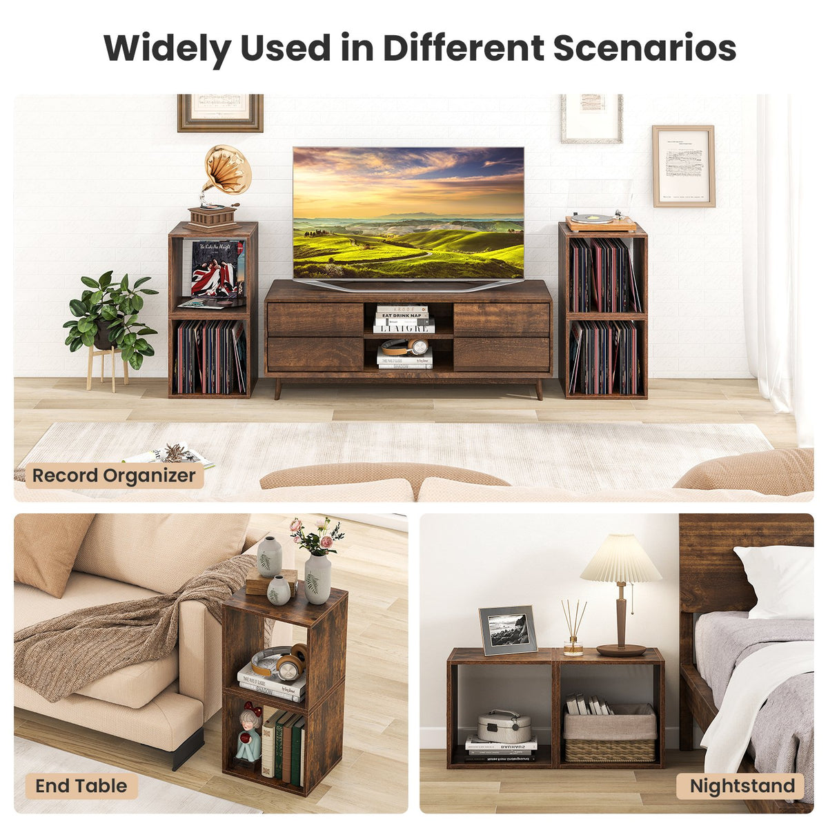 Cube Storage Organizer Set of 2 for Living Room Bedroom Study-Rustic Brown view 9