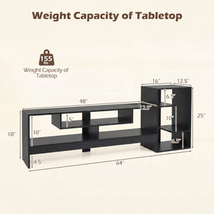 Cube TV Stand for 55 Inch TV with Power Outlets and Open Storage Shelves-Black view 4