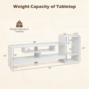 Cube TV Stand for 55 Inch TV with Power Outlets and Open Storage Shelves-White view 5