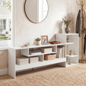 Cube TV Stand for 55 Inch TV with Power Outlets and Open Storage Shelves-White view 6