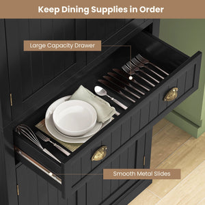 Cupboard Freestanding Kitchen Cabinet w/ Adjustable Shelves-Black view 6