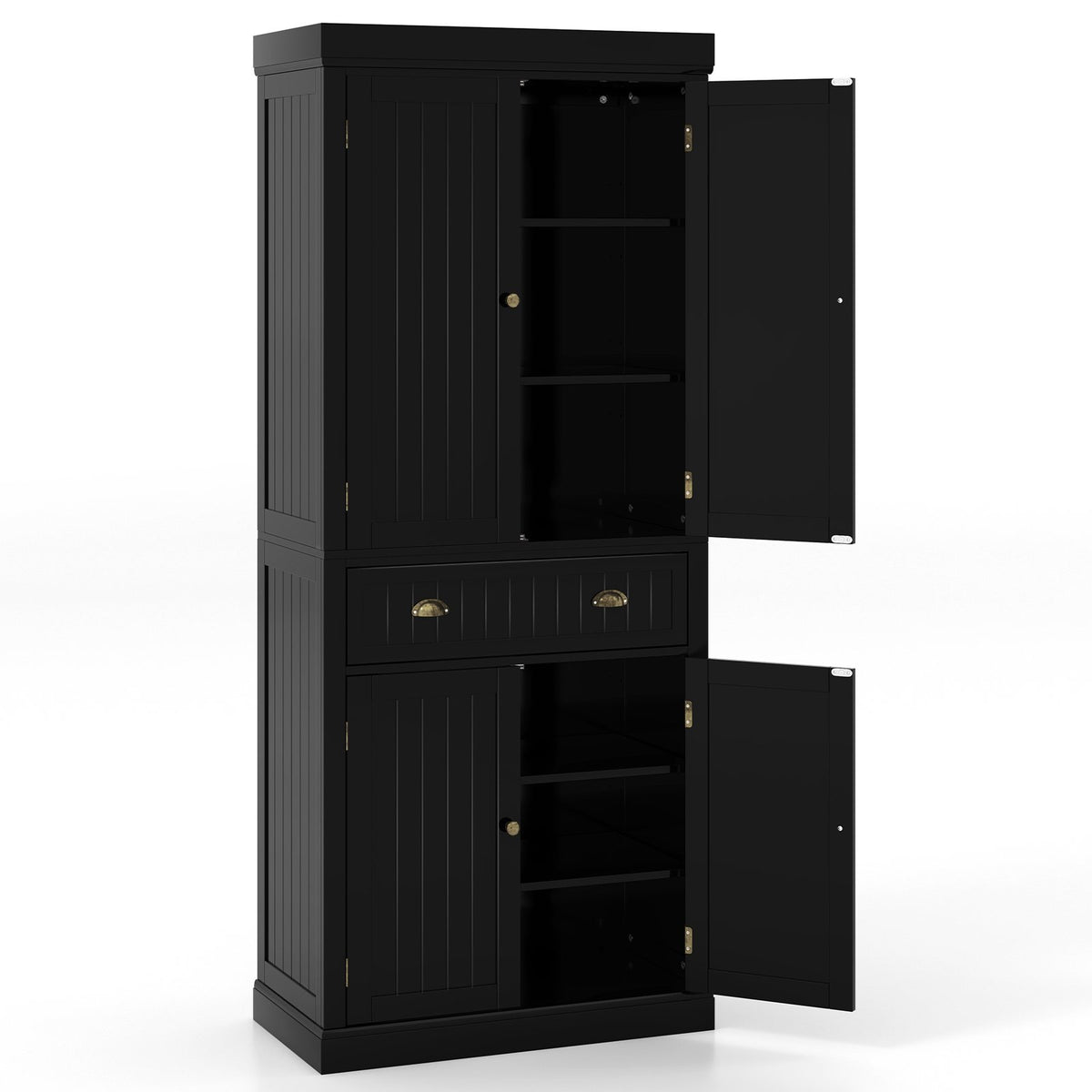 Cupboard Freestanding Kitchen Cabinet w/ Adjustable Shelves-Black view 9