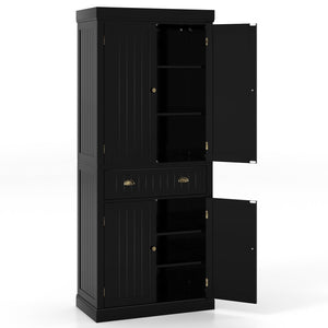 Cupboard Freestanding Kitchen Cabinet w/ Adjustable Shelves-Black view 9