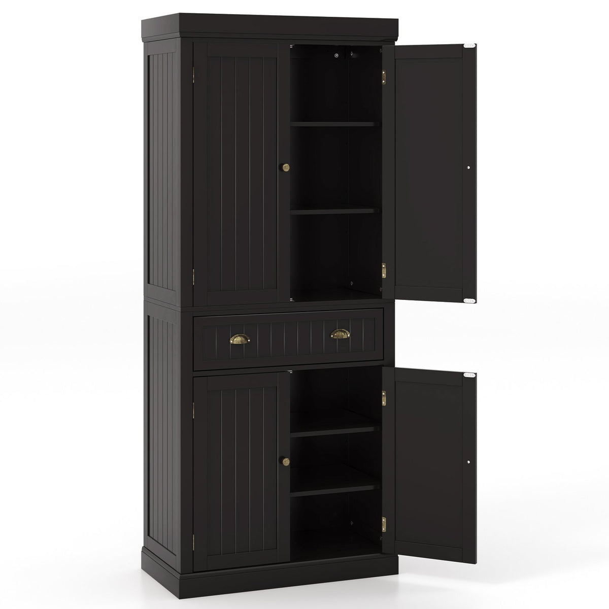 Cupboard Freestanding Kitchen Cabinet w/ Adjustable Shelves-Dark Brown view 6