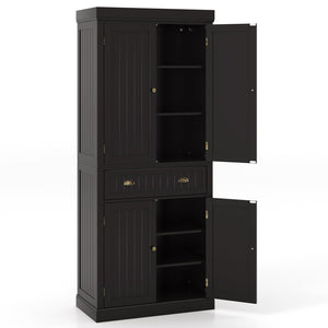 Cupboard Freestanding Kitchen Cabinet w/ Adjustable Shelves-Dark Brown view 6