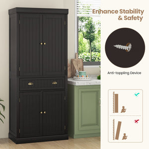 Cupboard Freestanding Kitchen Cabinet w/ Adjustable Shelves-Dark Brown view 7