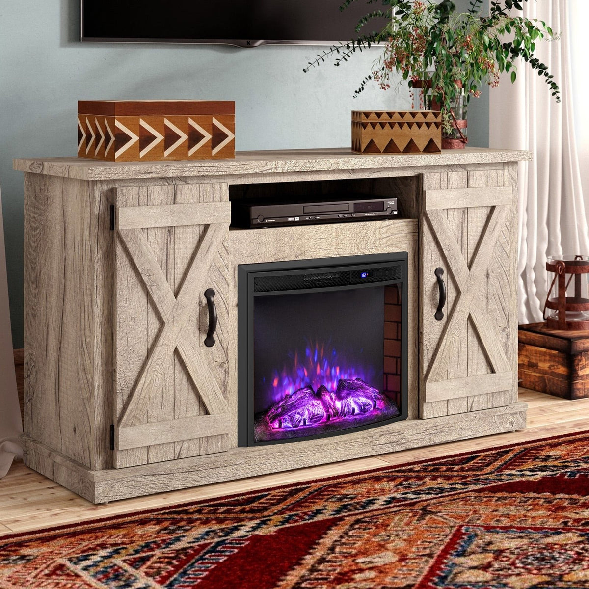 Curved Recessed Electric Fireplace Insert with Remote Control and Overheat Protection-26 Inch view 2