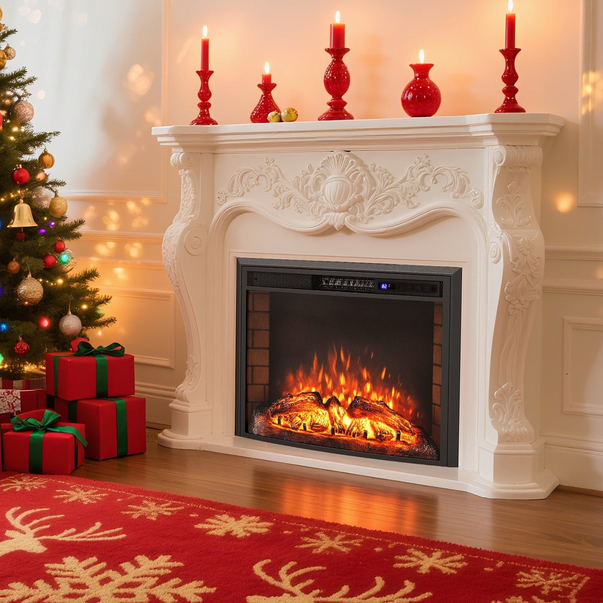 Curved Recessed Electric Fireplace Insert with Remote Control and Overheat Protection-26 Inch view 5