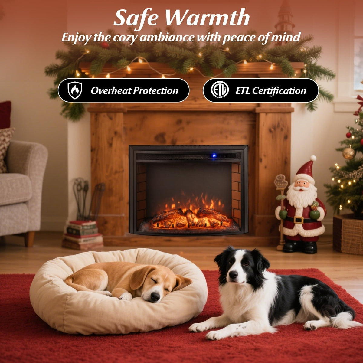 Curved Recessed Electric Fireplace Insert with Remote Control and Overheat Protection-26 Inch view 9