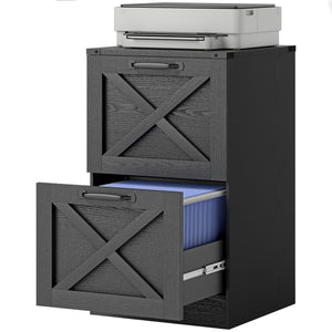 2 Drawer File Cabinet with Silent Slides, Vertical Farmhouse Filing Cabinet Fits Letter/A4 Size Home