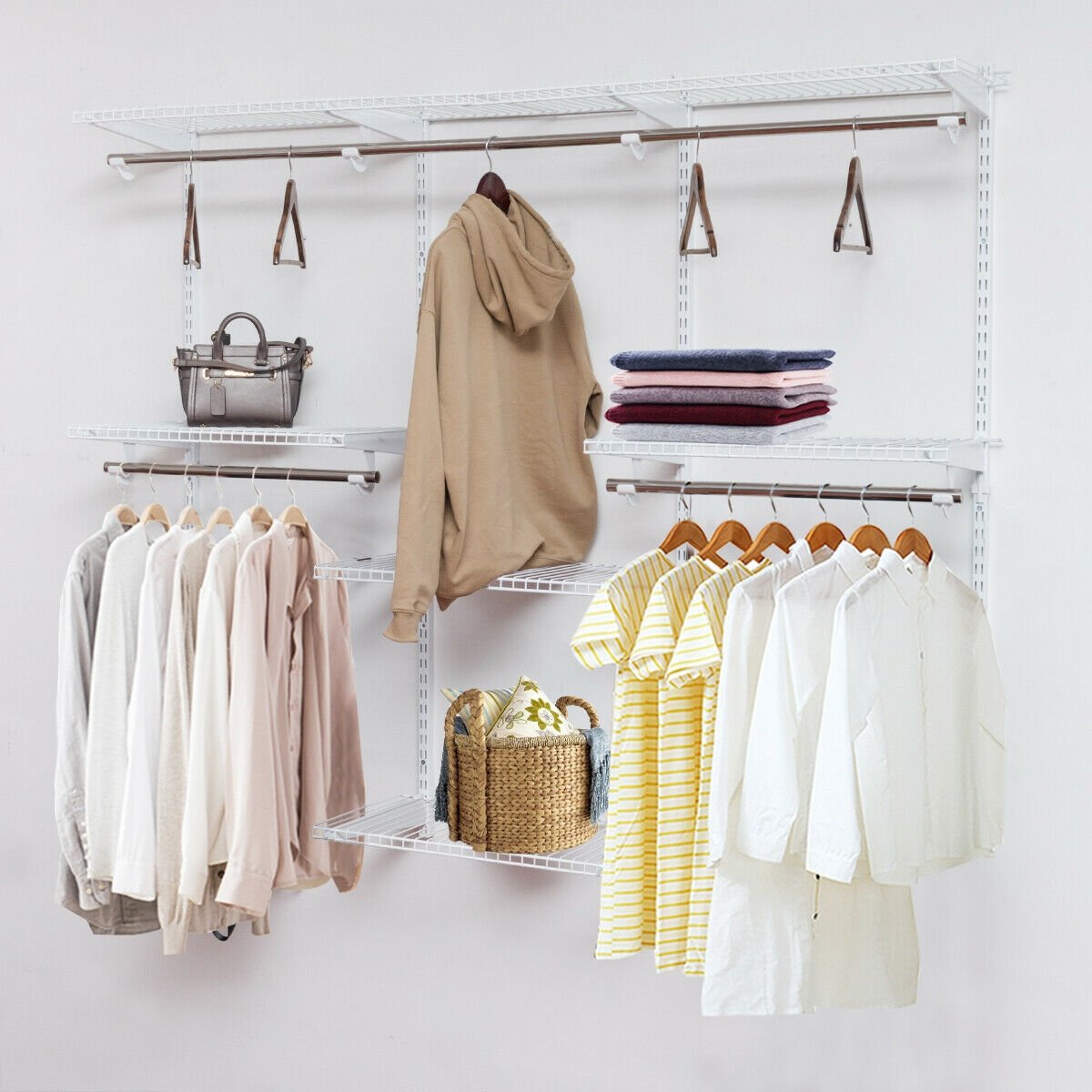 Adjustable Wall Mounted Closet Rack System with Shelf view 2