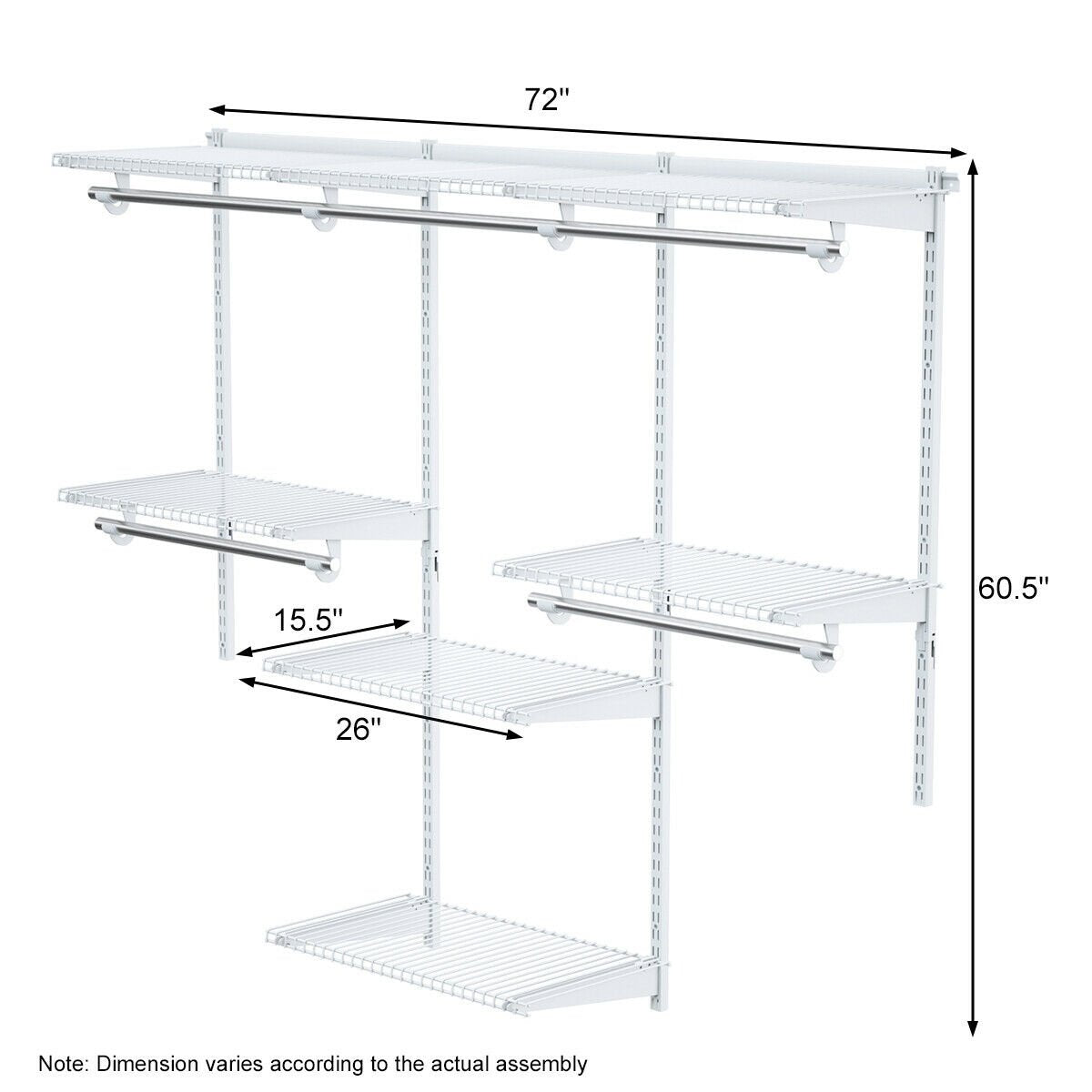 Adjustable Wall Mounted Closet Rack System with Shelf view 4