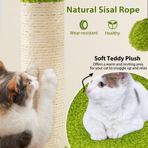 Cute Cat Tree for Adult Cats Multi-level Kitty Tower-Green view 6