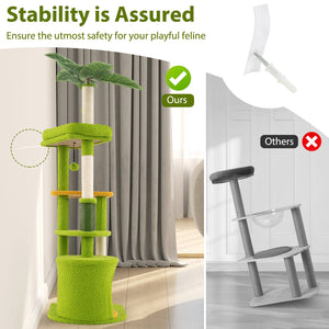 Cute Cat Tree for Adult Cats Multi-level Kitty Tower-Green view 7