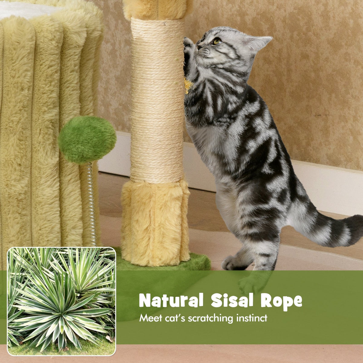 Cute Cat Tree with Sisal Scratching Posts and Dangling Ball view 7