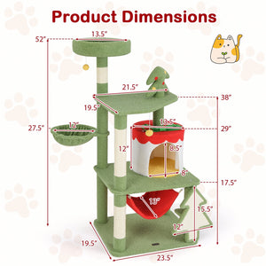 Cute Christmas Cat Tree with Sisal Scratching Posts and Gift Box Shaped Condo-Green view 5