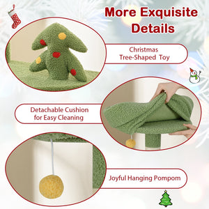 Cute Christmas Cat Tree with Sisal Scratching Posts and Gift Box Shaped Condo-Green view 9