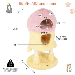 Cute Monster-Themed Cat Tower with 2 Private Condos and 3-Level Activity Center-Yellow view 5