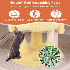 Cute Monster-Themed Cat Tower with 2 Private Condos and 3-Level Activity Center-Yellow view 7