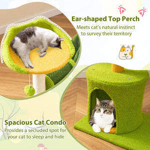Cute Palm Cat Tree for Indoor Cats with Artificial Leaves-Green view 5