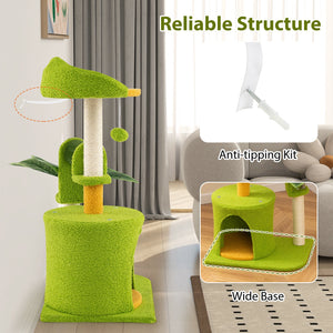 Cute Palm Cat Tree for Indoor Cats with Artificial Leaves-Green view 7