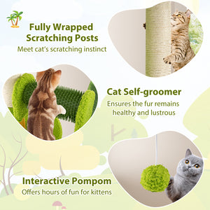 Cute Palm Cat Tree for Indoor Cats with Artificial Leaves-Green view 9