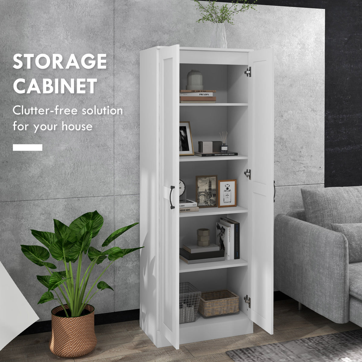 69" Tall Pantry Cabinet with Adjustable Shelves, Modern Kitchen Pantry Cabinet with Soft Close Doors, Black – view 10