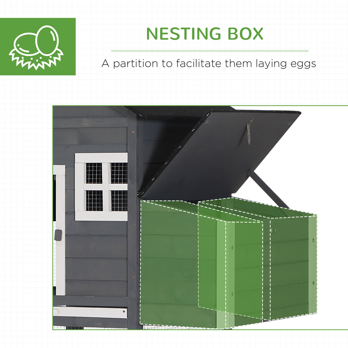 82" Chicken Coop Wooden Hen House Rabbit Hutch Poultry Cage Pen Outdoor Backyard with Nesting Box and Run – view 6