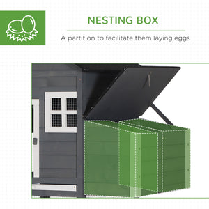 82" Chicken Coop Wooden Hen House Rabbit Hutch Poultry Cage Pen Outdoor Backyard with Nesting Box and Run – view 6