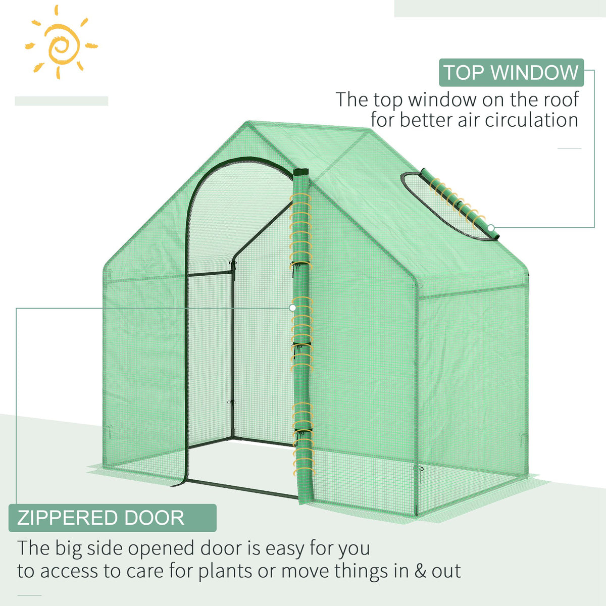 6'x3.3'x5.5' Walk-in Garden Greenhouse with Door and Window, Portable Mini Greenhouse for Plants Flowers Herbs, Steel Outdoor Hot House Growing Tent, Clear Plastic Cover