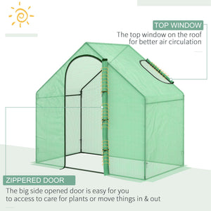 6'x3.3'x5.5' Walk-in Garden Greenhouse with Door and Window, Portable Mini Greenhouse for Plants Flowers Herbs, Steel Outdoor Hot House Growing Tent, Clear Plastic Cover