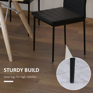 Modern Dining Chairs High Back Upholstered Linen Fabric with Metal Legs for Kitchen Black