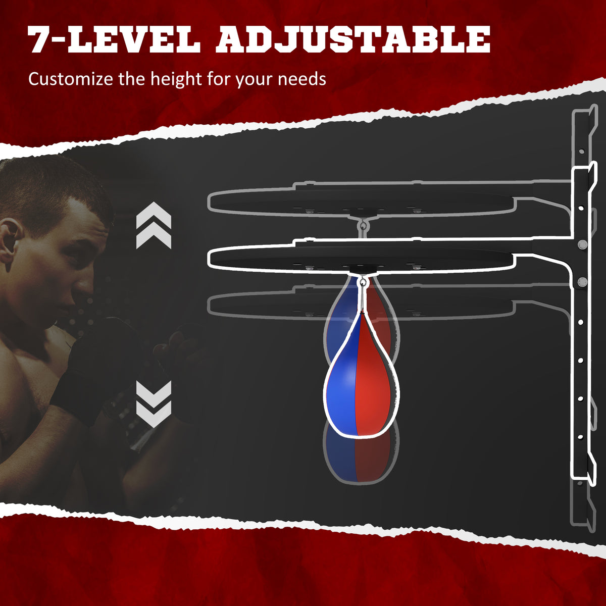 Soozier Wall Mounted Speed Bag Platform, Height Adjustable Punching Bag Training Kit