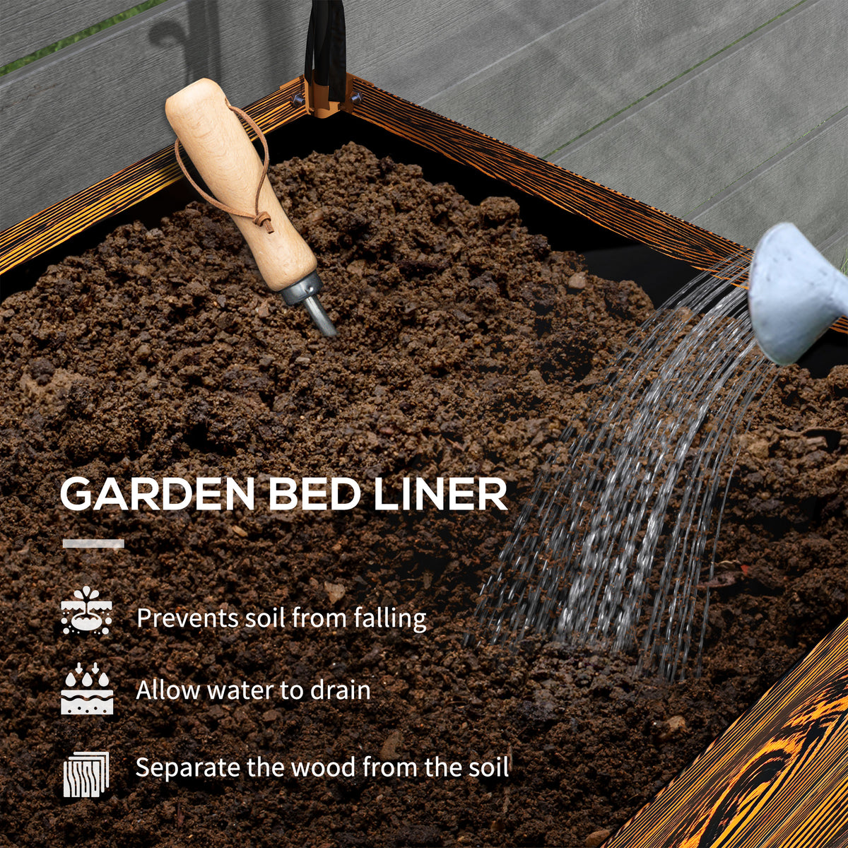 Raised Garden Bed with Cover, Metal Elevated Planter Box with Bottom Shelf and Liner, Black – view 19