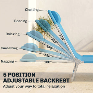 Set of 2 Folding Chaise Lounge Chairs, Outdoor Poolside Sun Tanning Chairs w/ Pillow, Reclining Backrest – view 3