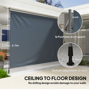11.5' x 10' Manual Retractable Patio Awning, Outdoor Privacy Screen with UPF30+ & Water-Resistant Fabric, Dark Grey