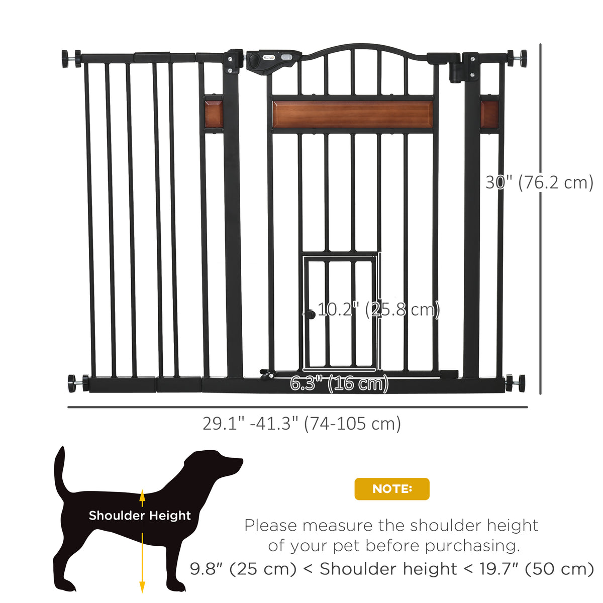 29.1''-31.5'' Extra Wide Dog Gate with Cat Door, 30"H Stair Gate with Extension, Wall Cups, Pressure Fit – view 9