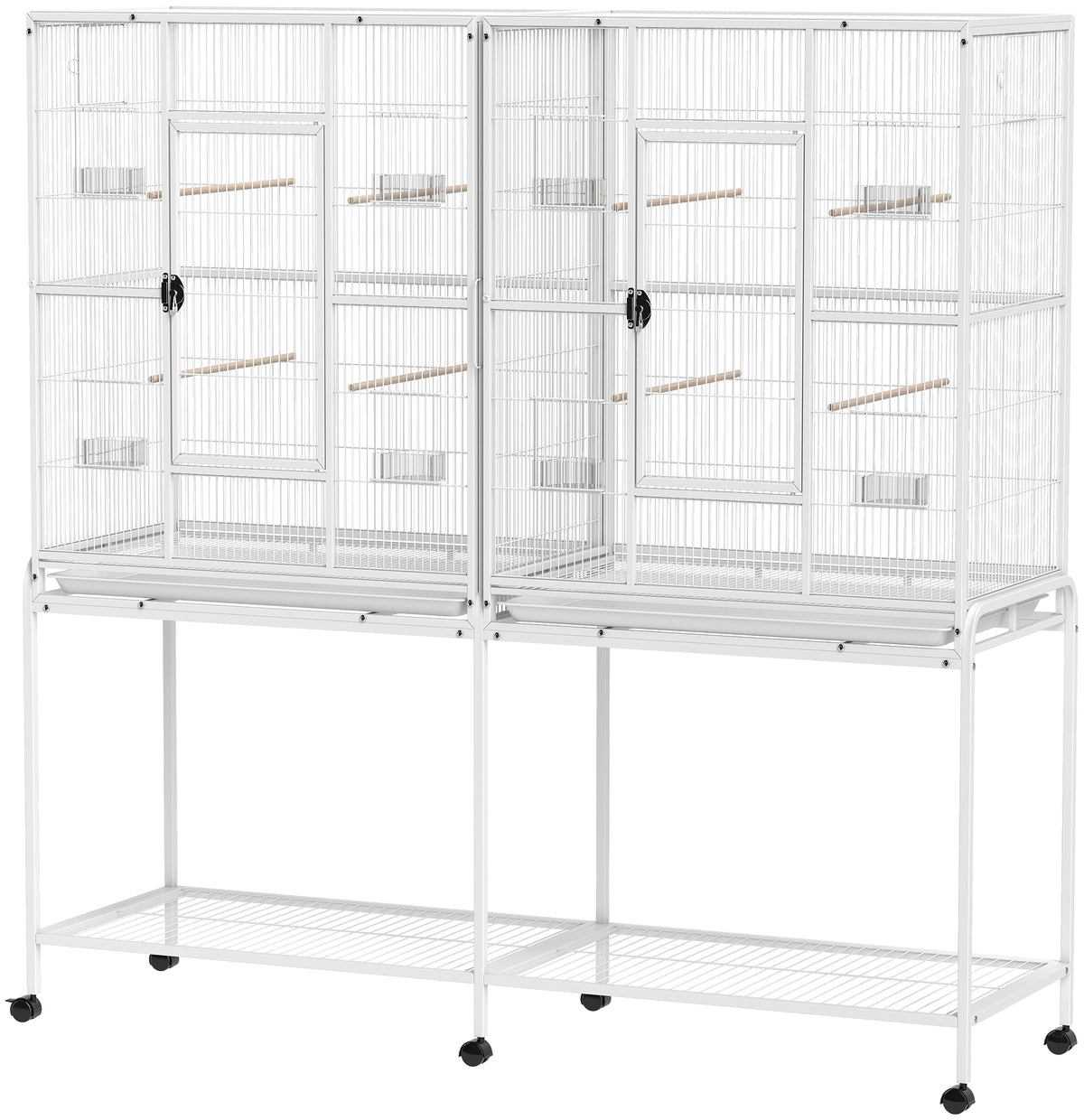 64" Extra Large Bird Cage, Rolling Metal Parrot Cage, Bird House with Detachable Rolling Stand – view 3