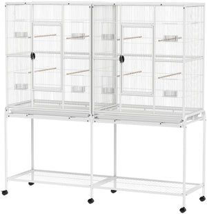 64" Extra Large Bird Cage, Rolling Metal Parrot Cage, Bird House with Detachable Rolling Stand – view 3