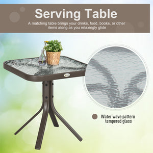 3 Piece Patio Glider Set Outdoor Gliders with Breathable Mesh Seat, Glass Top Table for Garden, Yard, Grey – view 12