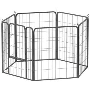 6 Panels Heavy Duty Dog Playpen Outdoor Indoor with Door & Strap, 24" Height Portable & Foldable Pet Playpen