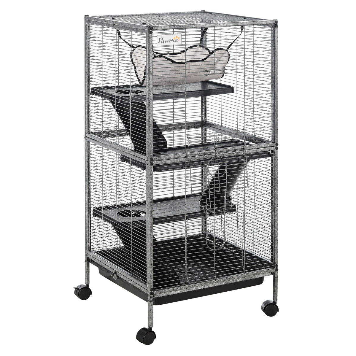 4-Tier Rolling Small Animal Cage, Deluxe Ferret Cage for Mink Chinchilla Kitten Rabbit