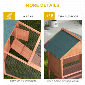 2 Tier Rabbit Hutch Outdoor Bunny House Guinea Pig Cage with Removable Tray, Ramp, Asphalt Roof