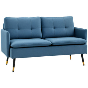 55" Loveseat Sofa, Linen Love Seat w/ S spring, Steel Legs and Button Tufting, Small Couch for Living Room – view 15