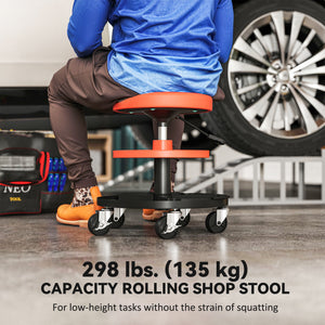 Rolling Garage Stool, 300 LBS Capacity Mechanic Stool with 2.5" Wheels, Tool Trays Storage – view 10