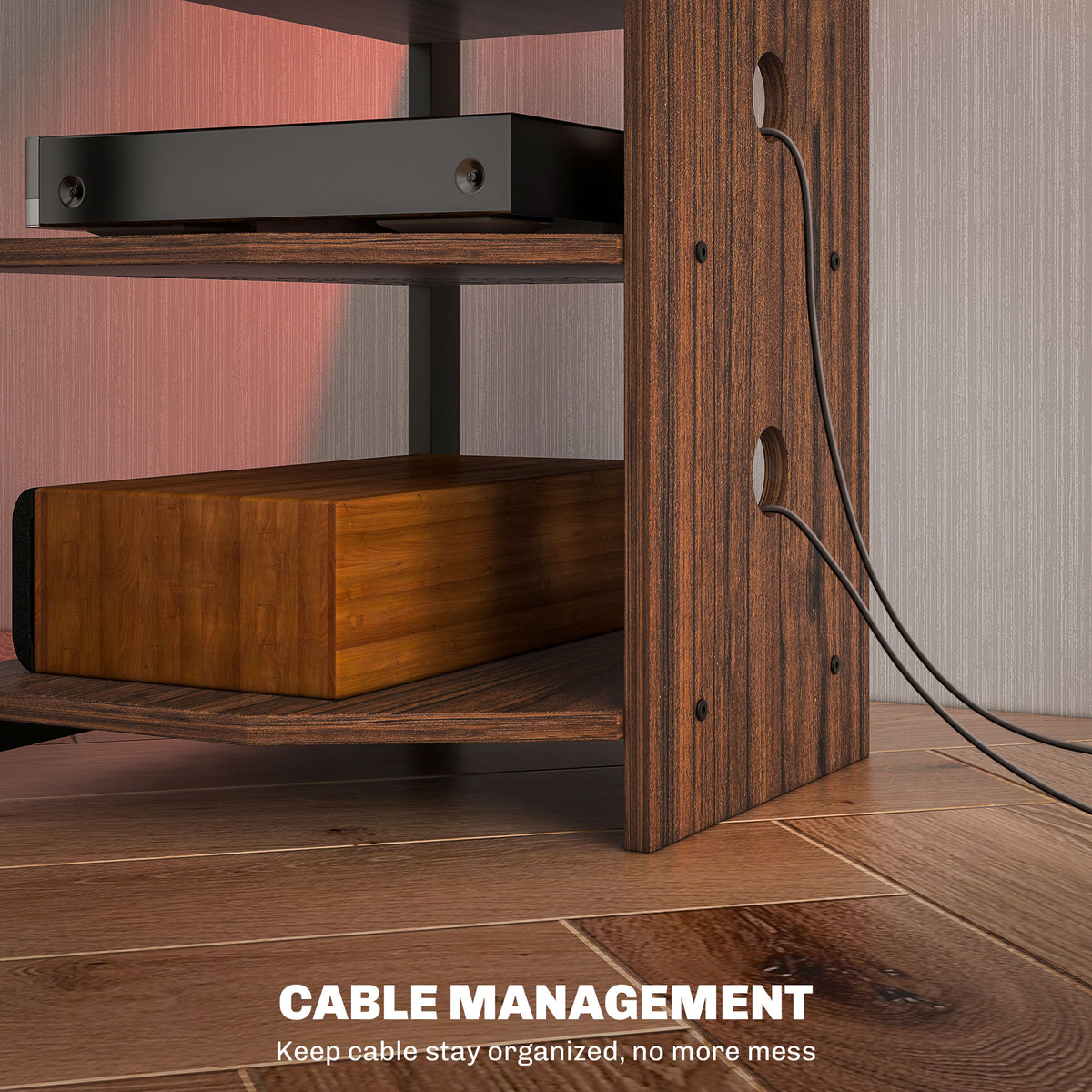 TV Stand for TVs up to 29", Entertainment Center with 4-Tier Storage Shelves and LED Lights for Living Room