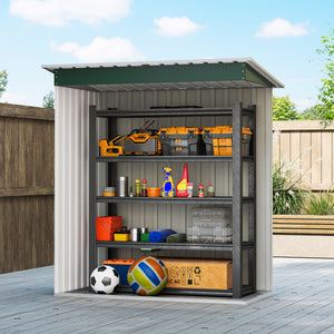 5 x 3 FT Outdoor Storage Shed with Sliding Door and Sloped Roof, Steel Frame Garden Shed Tool Equipment – view 13