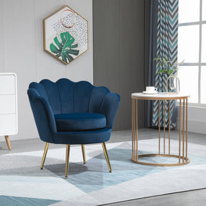 Modern Accent Chair, Velvet-Touch Fabric Leisure Club Chair with Gold Metal Legs for Bedroom, Dark Green – view 21